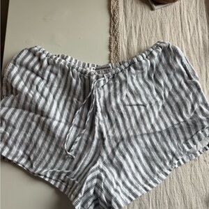 Reformation Gray and White Striped Shorts